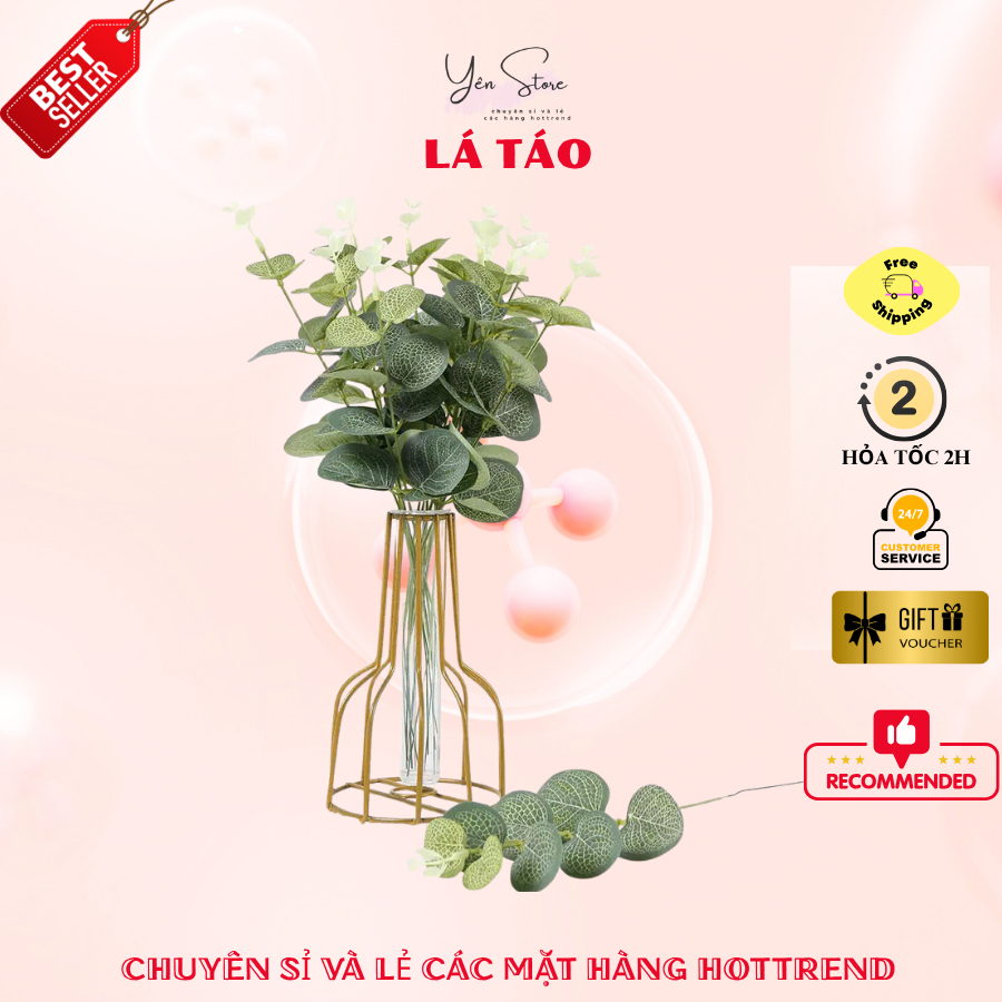 Lá Táo Giả, Lá Bạch Đàn Giả, Combo 10-20 Cành, Chuyên Dụng Cắm Hoa, Trang Trí Bình Hoa, Handmade